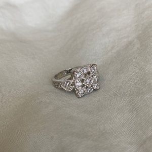 Silver Rhinestone Square Hearts Edco Disney Princess Ring size 6